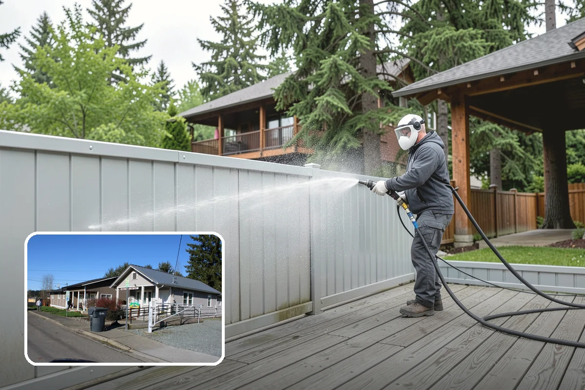 Umbrella Cleaning in South Prairie, Pierce County, WA - Removes green mold and sap that settle on canopy tops