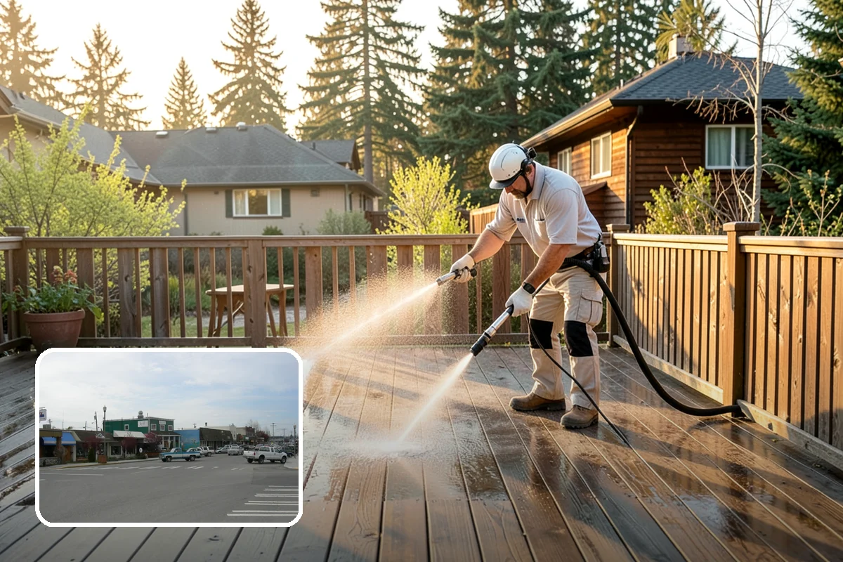 Umbrella Cleaning in Stanwood, Snohomish County, WA - Removes green mold and sap that settle on canopy tops