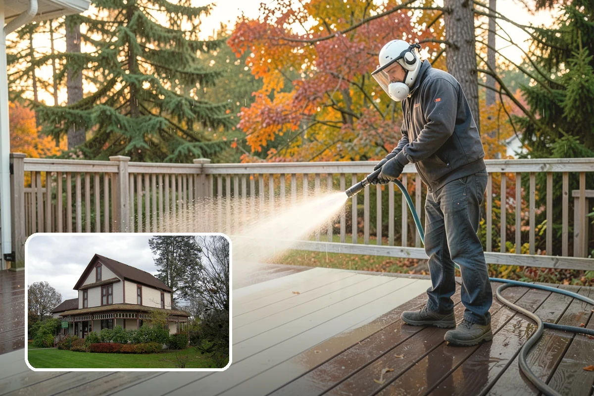 Umbrella Cleaning in Sumner, Pierce County, WA - Removes green mold and sap that settle on canopy tops
