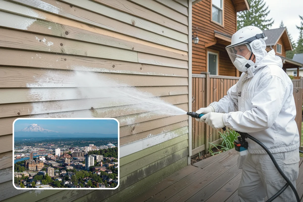 Umbrella Cleaning in Tacoma, Pierce County, WA - Removes green mold and sap that settle on canopy tops