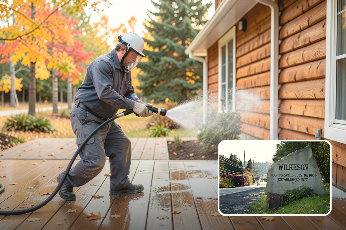 Umbrella Cleaning in Wilkeson, Pierce County, WA - Removes green mold and sap that settle on canopy tops