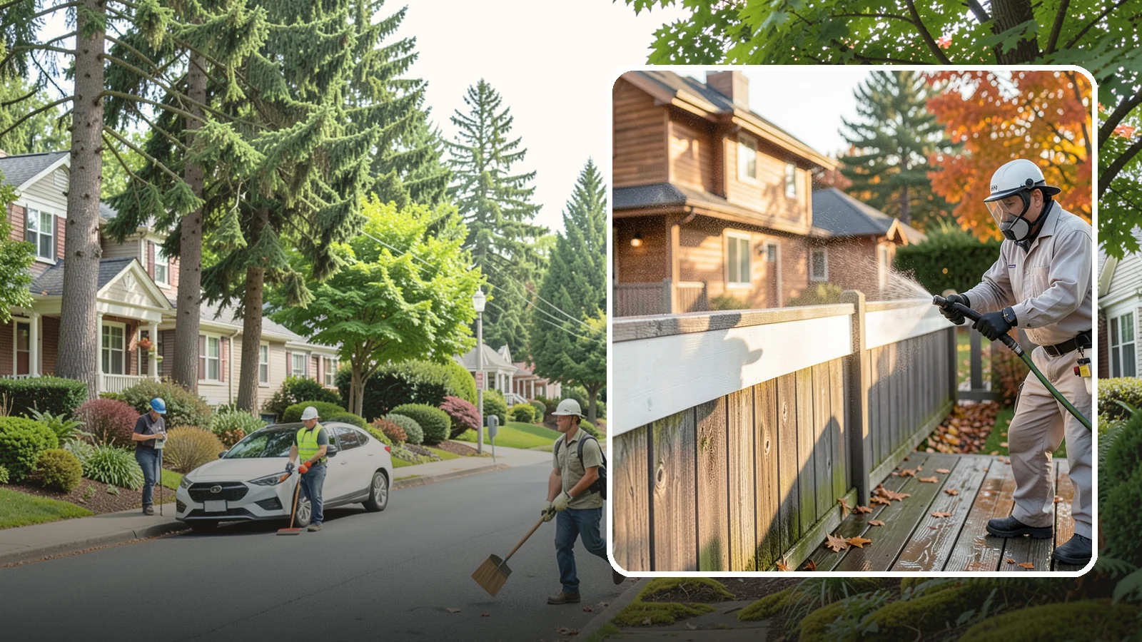 Vinyl Fence Cleaning in Beaux Arts Village, King County, WA - A soft-wash treatment that erases the green algae mask vinyl fencing collects in our wet, low-sun months.