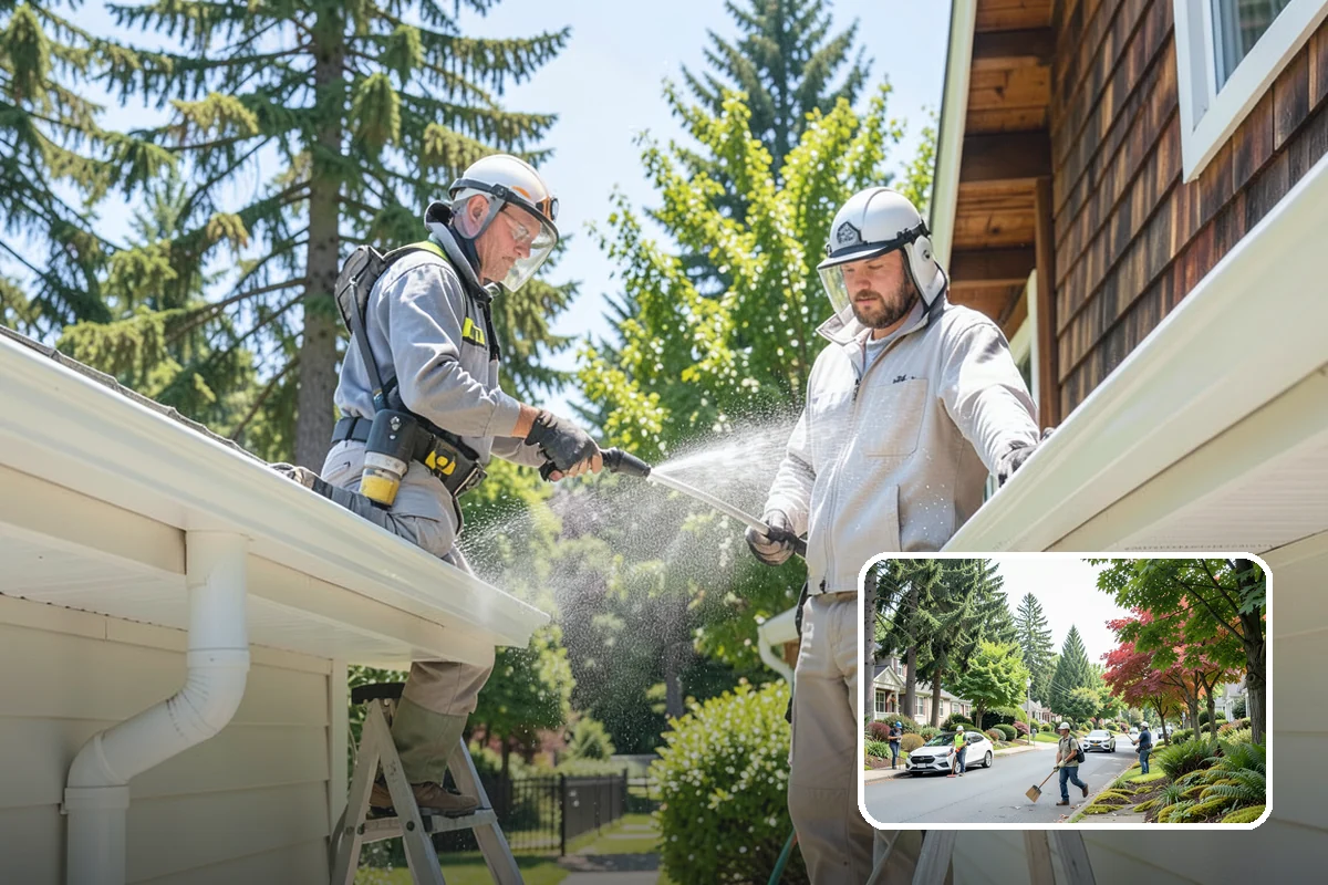 Vinyl Fence Cleaning in Beaux Arts Village, King County, WA - Strips the green algae layer that clings to non-porous vinyl
