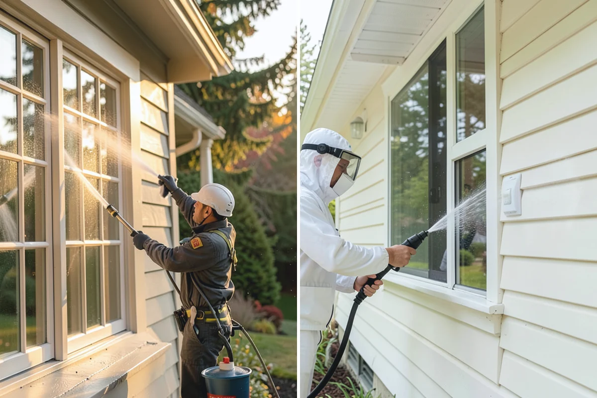Vinyl Fence Cleaning in Beaux Arts Village, King County, WA - Rinse loose debris from panels and post caps