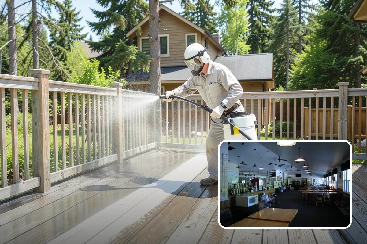 Vinyl Fence Cleaning in Black Diamond, King County, WA - Strips the green algae layer that clings to non-porous vinyl