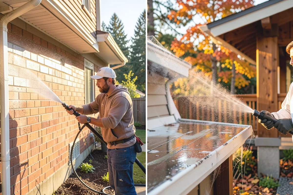 Vinyl Fence Cleaning in Bonney Lake, Pierce County, WA - Rinse loose debris from panels and post caps