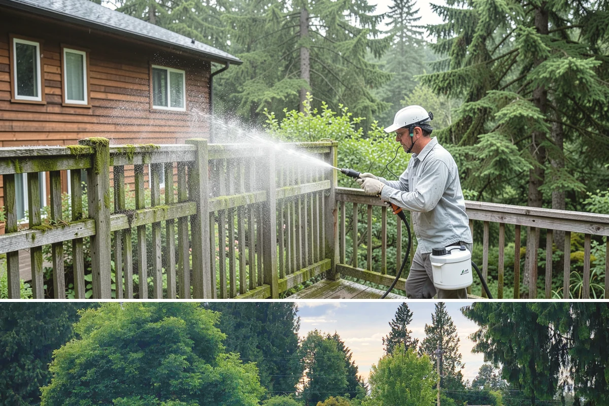 Vinyl Fence Cleaning in Bonney Lake, Pierce County, WA - Spring is a popular time to clear the winter's algae buildup and reset the fence for the season.