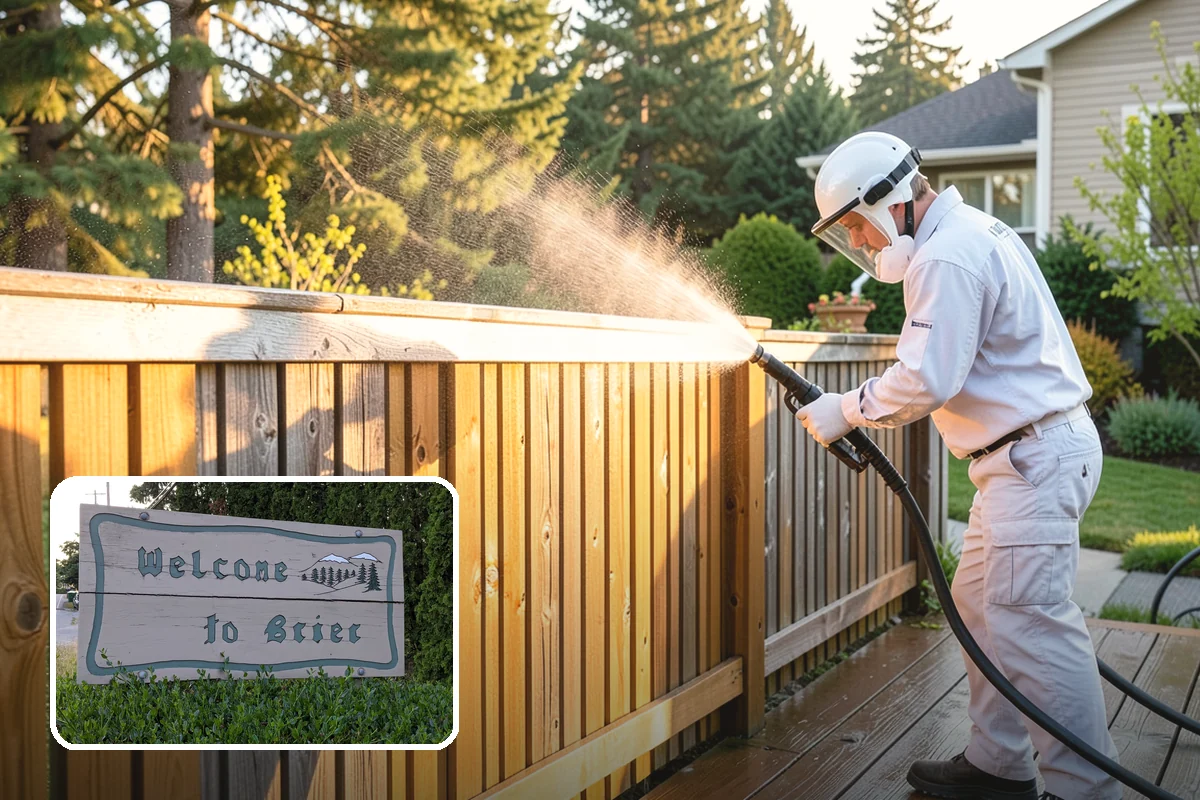 Vinyl Fence Cleaning in Brier, Snohomish County, WA - Strips the green algae layer that clings to non-porous vinyl