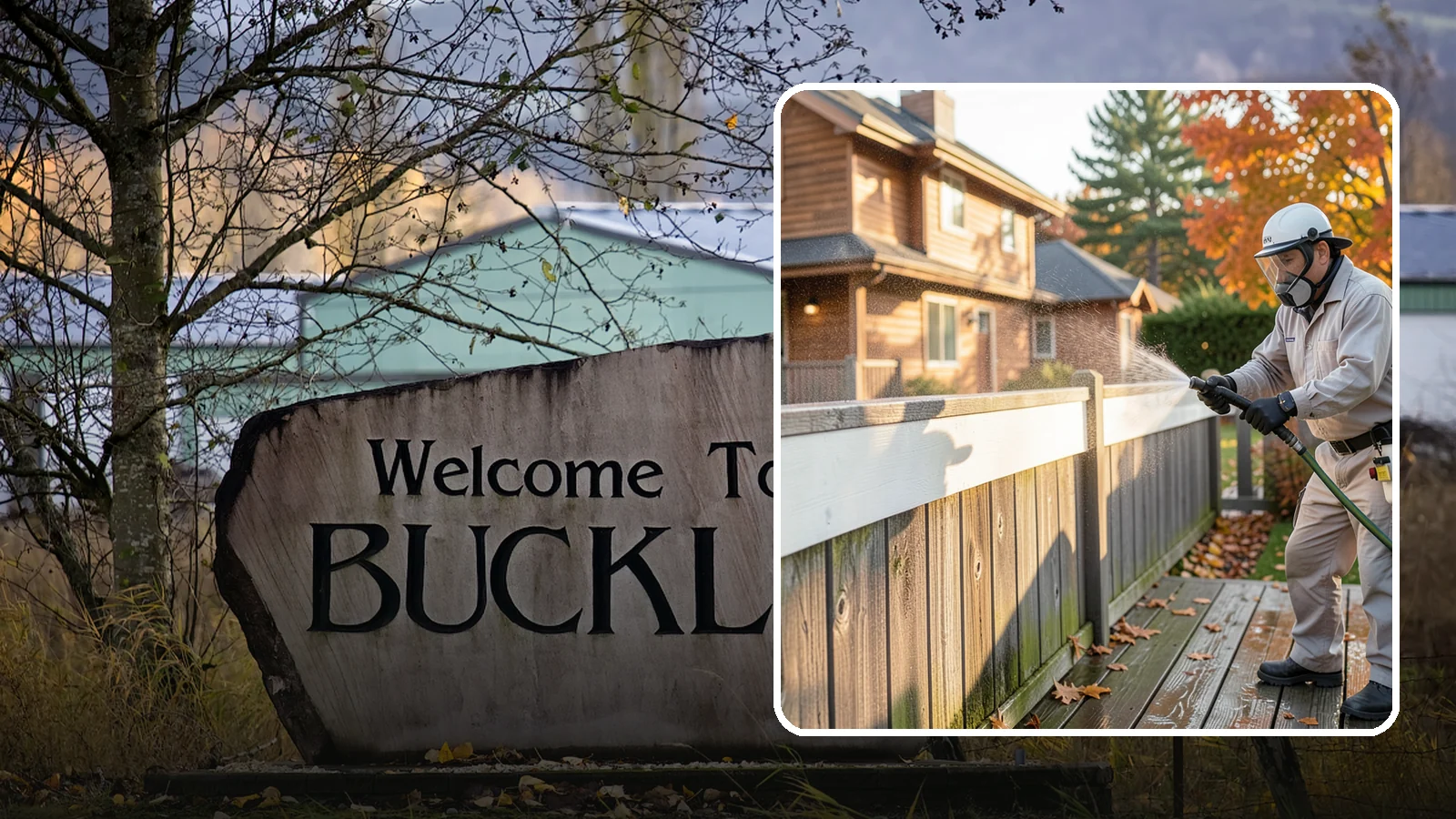 Vinyl Fence Cleaning in Buckley, Pierce County, WA - A soft-wash treatment that erases the green algae mask vinyl fencing collects in our wet, low-sun months.
