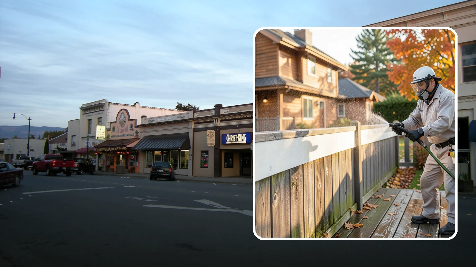 Vinyl Fence Cleaning in Burlington, Skagit County, WA - A soft-wash treatment that erases the green algae mask vinyl fencing collects in our wet, low-sun months.