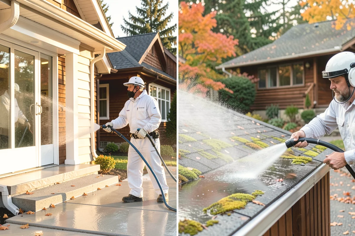 Vinyl Fence Cleaning in Burlington, Skagit County, WA - Rinse loose debris from panels and post caps