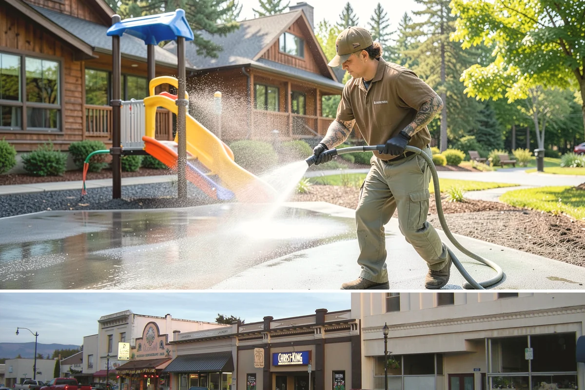 Vinyl Fence Cleaning in Burlington, Skagit County, WA - Spring is a popular time to clear the winter's algae buildup and reset the fence for the season.