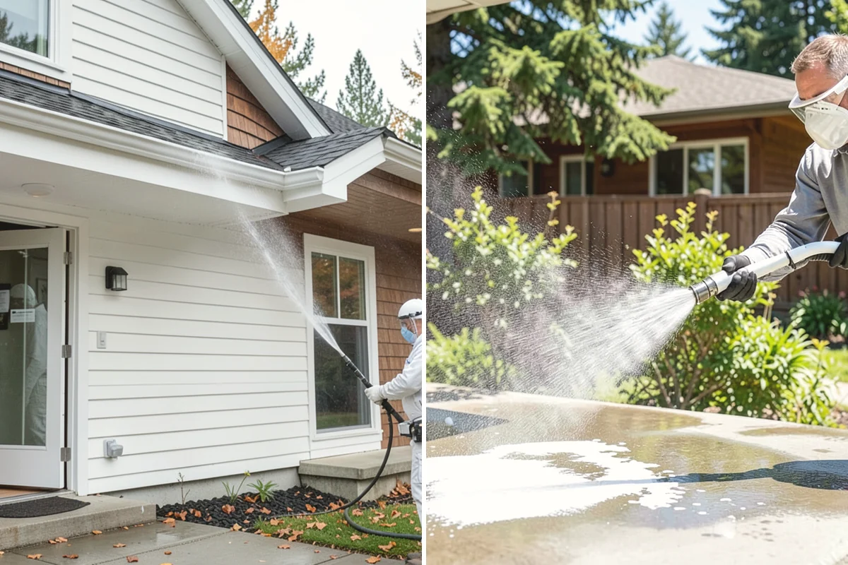 Vinyl Fence Cleaning in Carnation, King County, WA - Rinse loose debris from panels and post caps