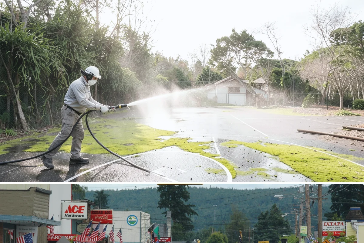 Vinyl Fence Cleaning in Carnation, King County, WA - Spring is a popular time to clear the winter's algae buildup and reset the fence for the season.