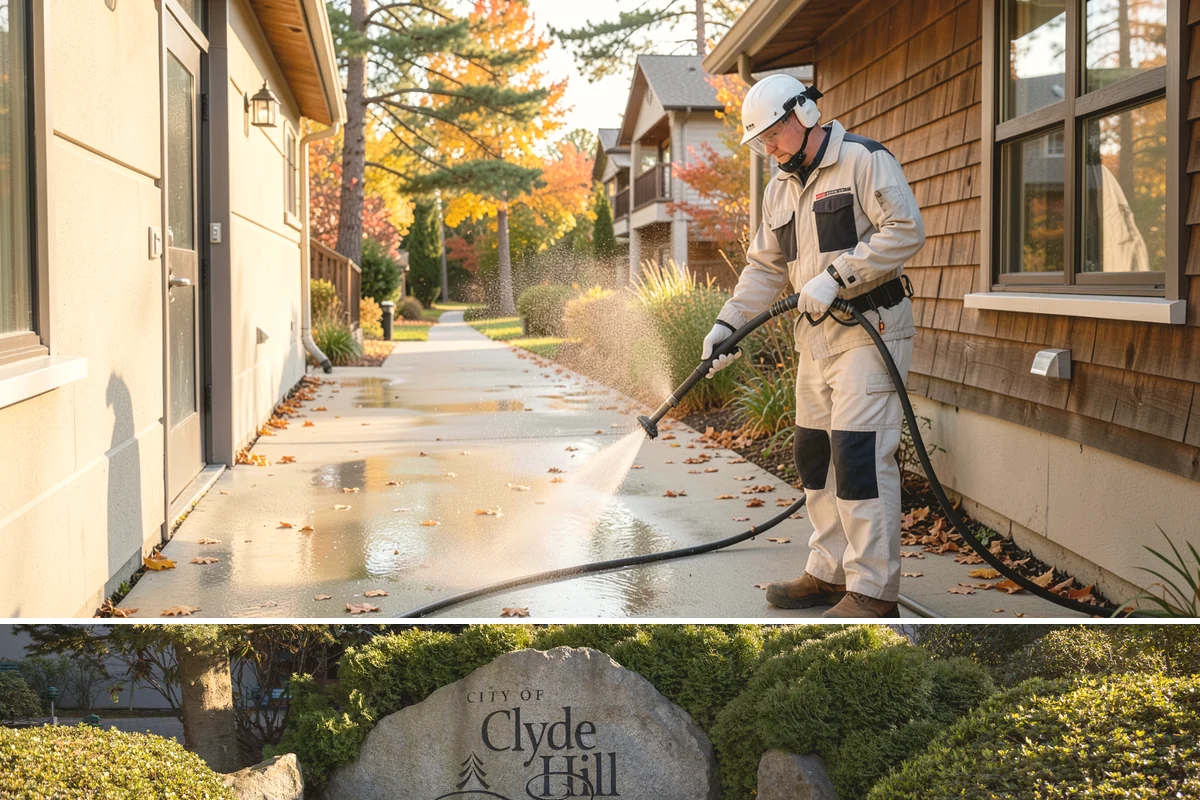 Vinyl Fence Cleaning in Clyde Hill, King County, WA - Spring is a popular time to clear the winter's algae buildup and reset the fence for the season.