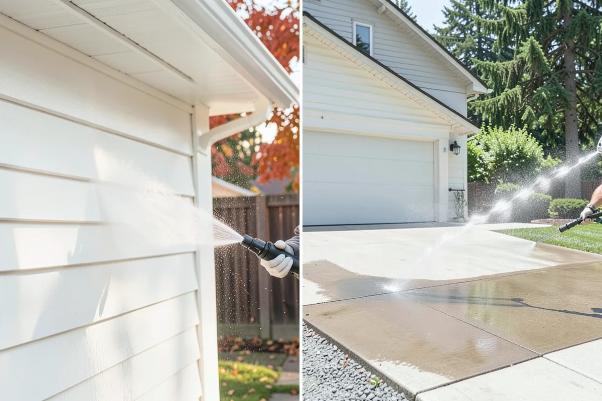 Vinyl Fence Cleaning in Coupeville, Island County, WA - Rinse loose debris from panels and post caps