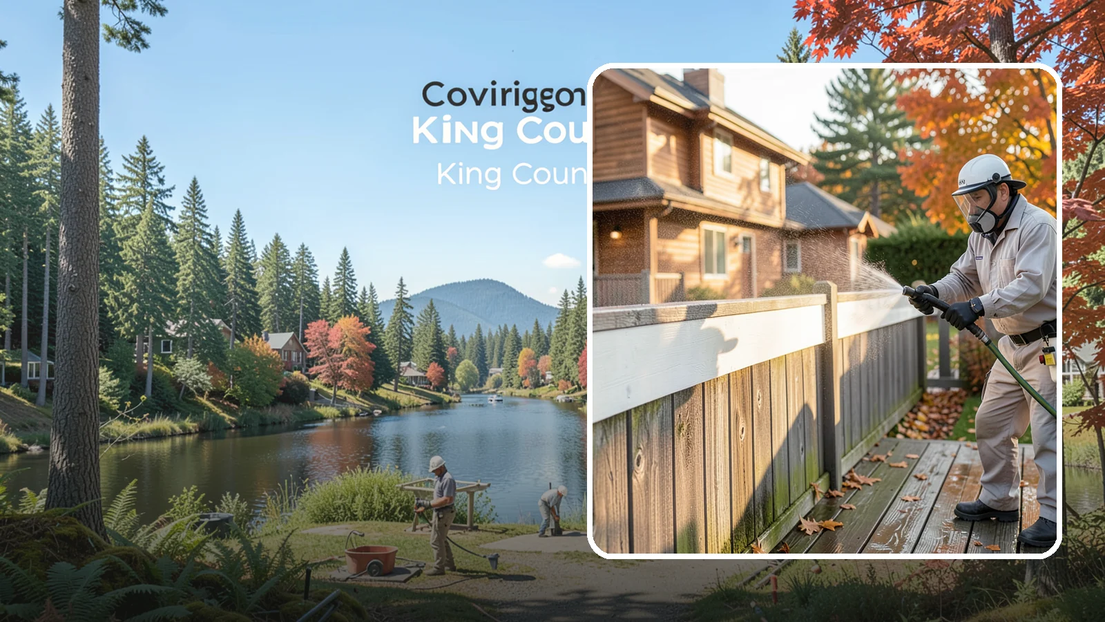 Vinyl Fence Cleaning in Covington, King County, WA - A soft-wash treatment that erases the green algae mask vinyl fencing collects in our wet, low-sun months.