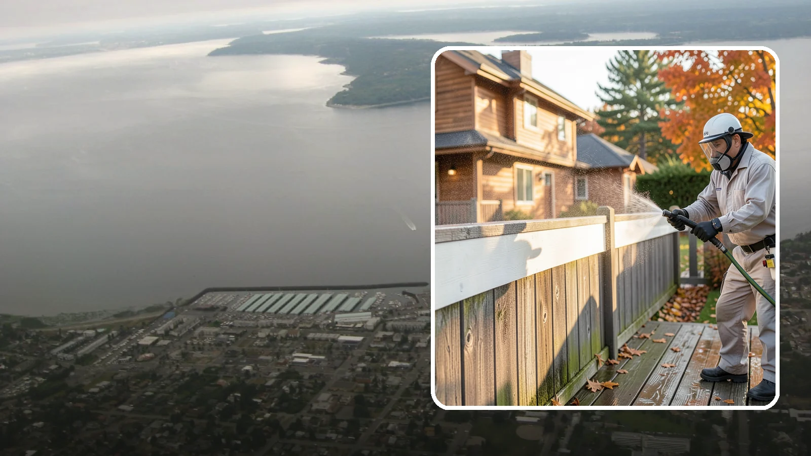 Vinyl Fence Cleaning in Des Moines, King County, WA - A soft-wash treatment that erases the green algae mask vinyl fencing collects in our wet, low-sun months.
