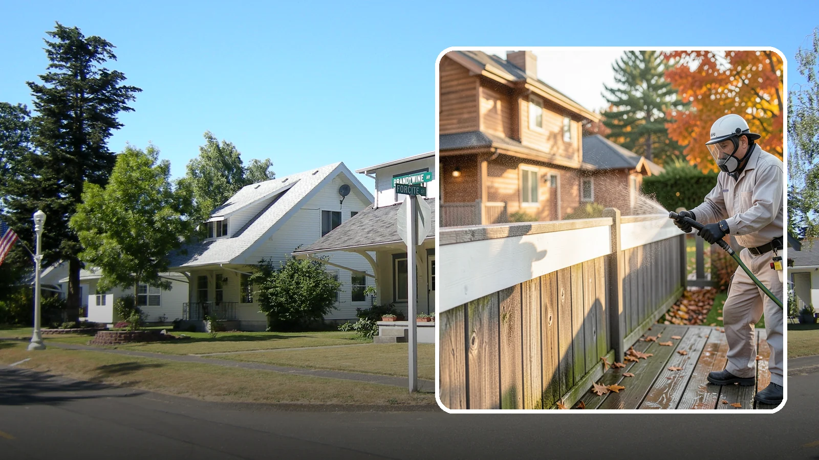 Vinyl Fence Cleaning in DuPont, Pierce County, WA - A soft-wash treatment that erases the green algae mask vinyl fencing collects in our wet, low-sun months.