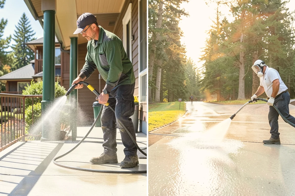 Vinyl Fence Cleaning in Eatonville, Pierce County, WA - Rinse loose debris from panels and post caps