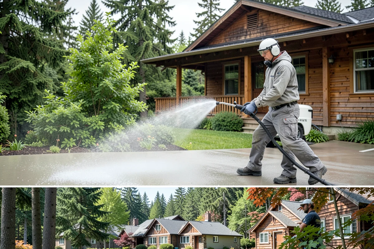 Vinyl Fence Cleaning in Edgewood, Pierce County, WA - Spring is a popular time to clear the winter's algae buildup and reset the fence for the season.