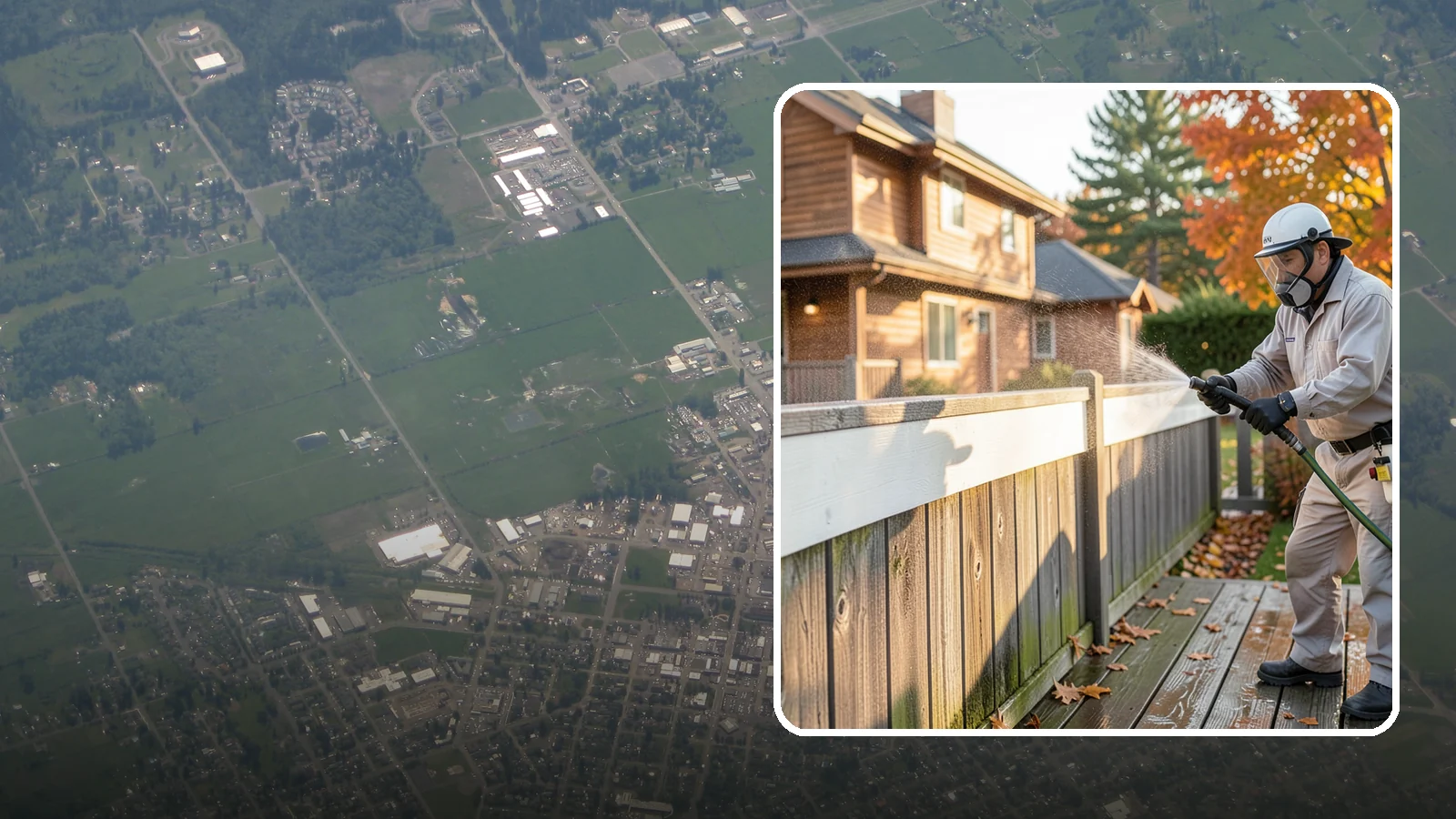 Vinyl Fence Cleaning in Enumclaw, King County, WA - A soft-wash treatment that erases the green algae mask vinyl fencing collects in our wet, low-sun months.