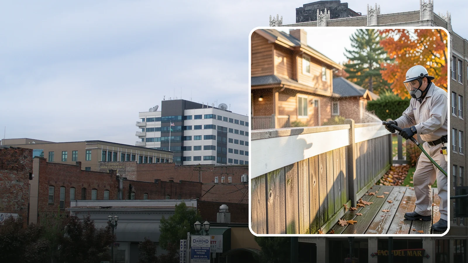 Vinyl Fence Cleaning in Everett, Snohomish County, WA - A soft-wash treatment that erases the green algae mask vinyl fencing collects in our wet, low-sun months.