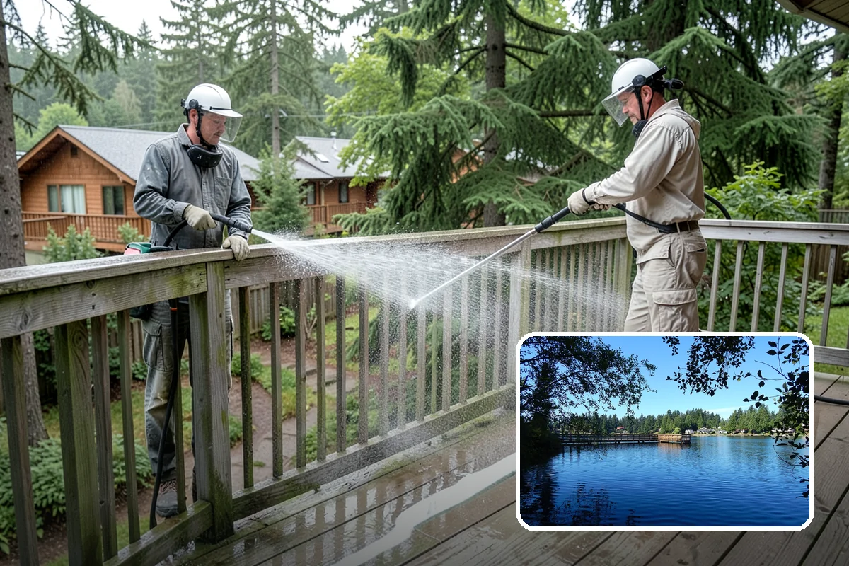Vinyl Fence Cleaning in Federal Way, King County, WA - Strips the green algae layer that clings to non-porous vinyl