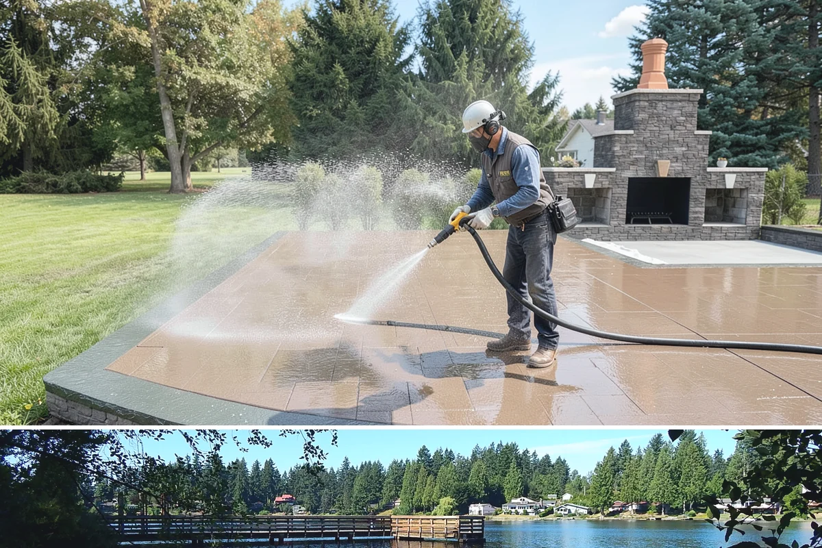 Vinyl Fence Cleaning in Federal Way, King County, WA - Spring is a popular time to clear the winter's algae buildup and reset the fence for the season.