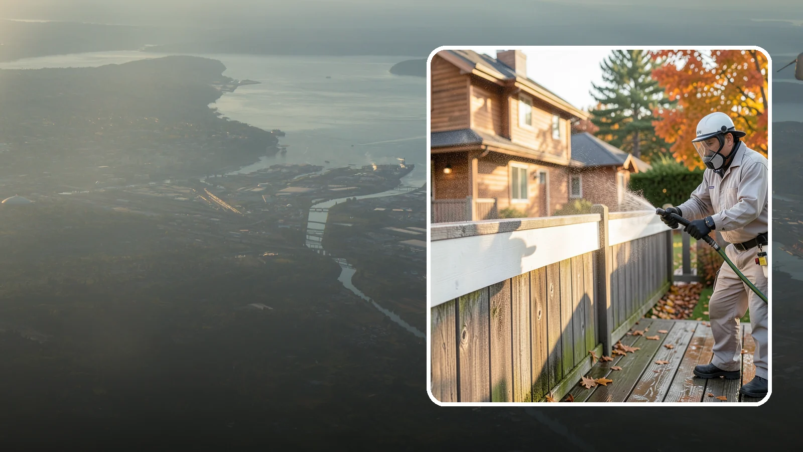 Vinyl Fence Cleaning in Fife, Pierce County, WA - A soft-wash treatment that erases the green algae mask vinyl fencing collects in our wet, low-sun months.
