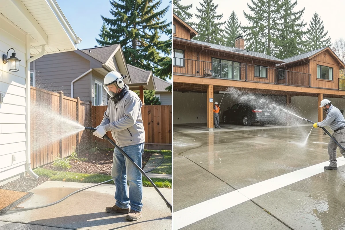 Vinyl Fence Cleaning in Fife, Pierce County, WA - Rinse loose debris from panels and post caps