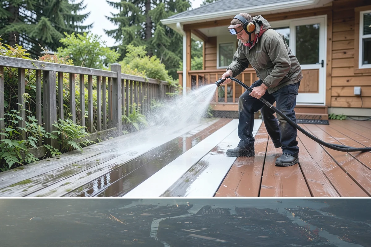 Vinyl Fence Cleaning in Fife, Pierce County, WA - Spring is a popular time to clear the winter's algae buildup and reset the fence for the season.