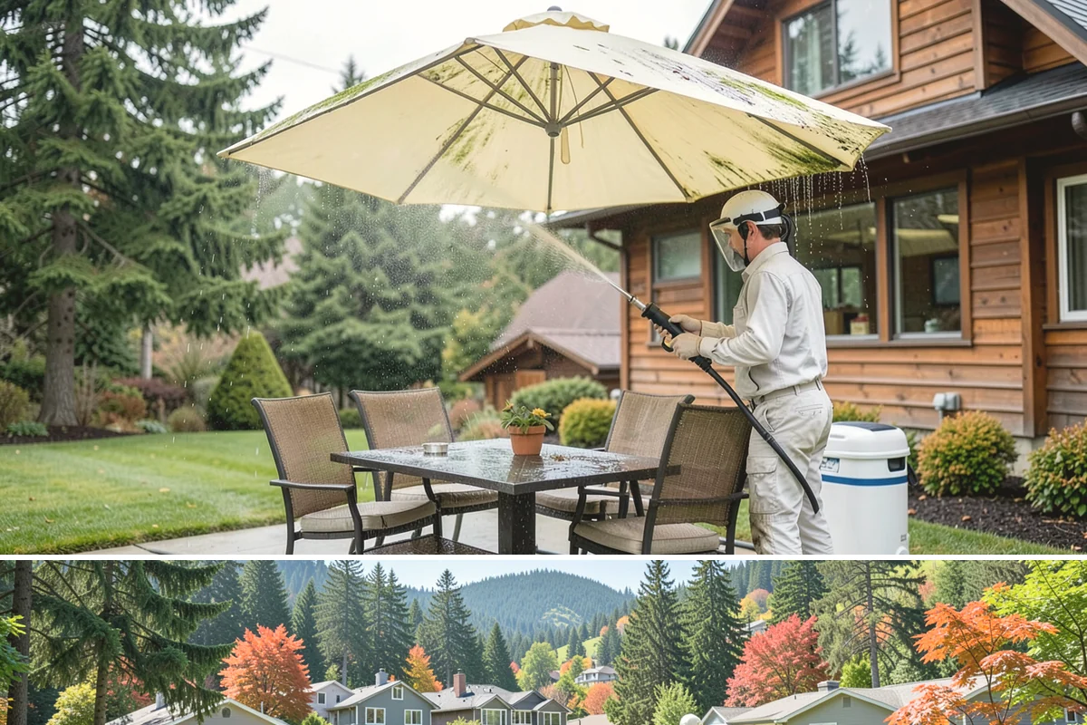 Vinyl Fence Cleaning in Fircrest, Pierce County, WA - Spring is a popular time to clear the winter's algae buildup and reset the fence for the season.
