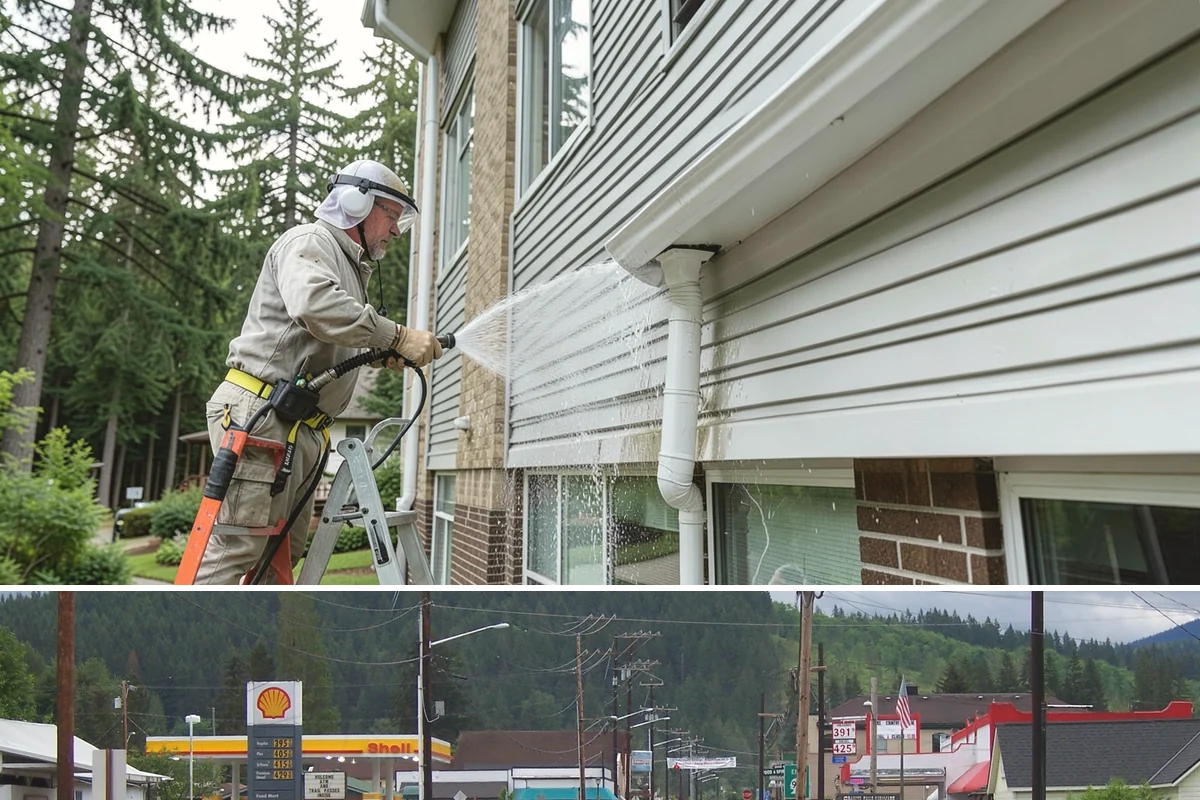 Vinyl Fence Cleaning in Granite Falls, Snohomish County, WA - Spring is a popular time to clear the winter's algae buildup and reset the fence for the season.
