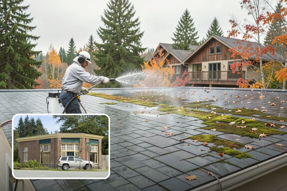 Vinyl Fence Cleaning in Hamilton, Skagit County, WA - Strips the green algae layer that clings to non-porous vinyl