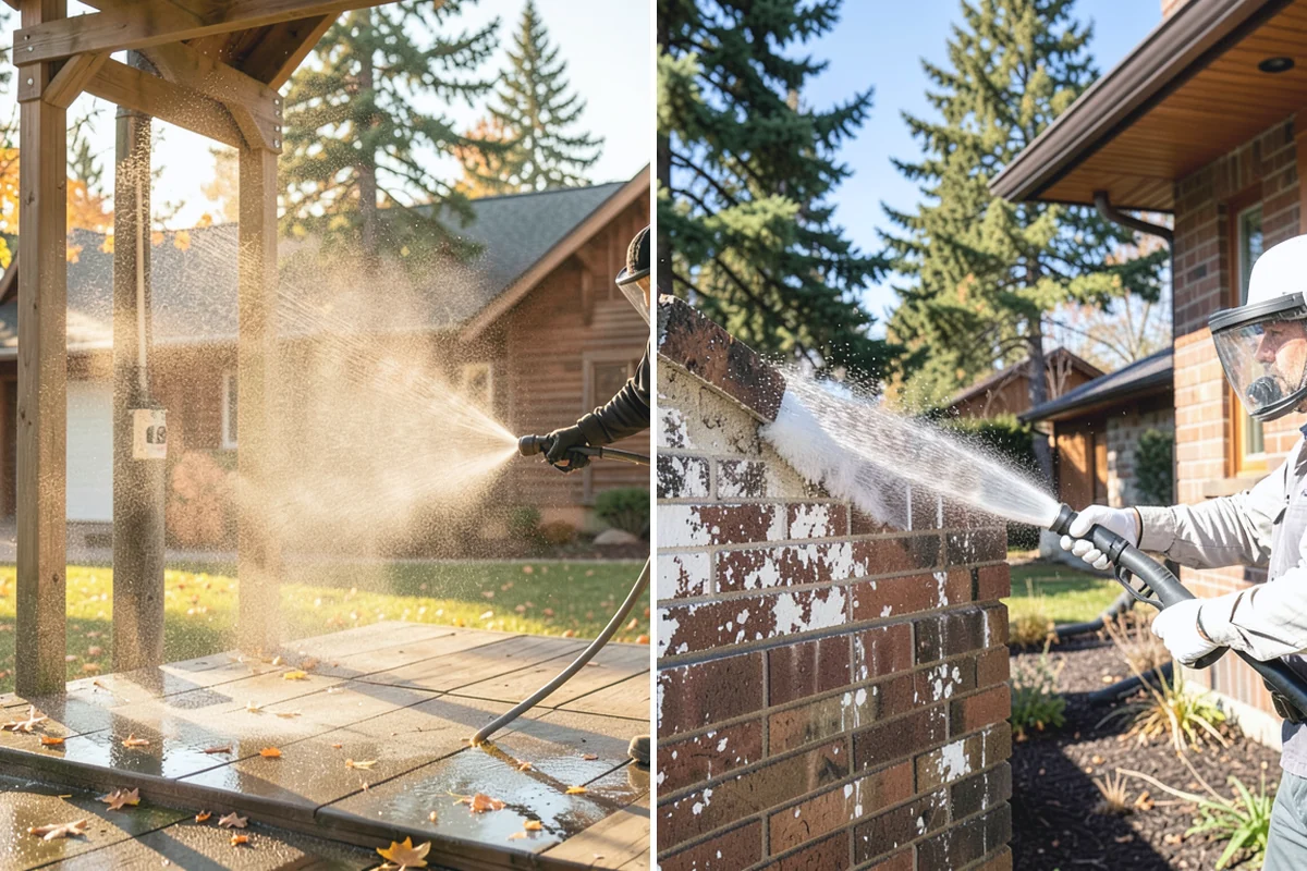 Vinyl Fence Cleaning in Hamilton, Skagit County, WA - Rinse loose debris from panels and post caps