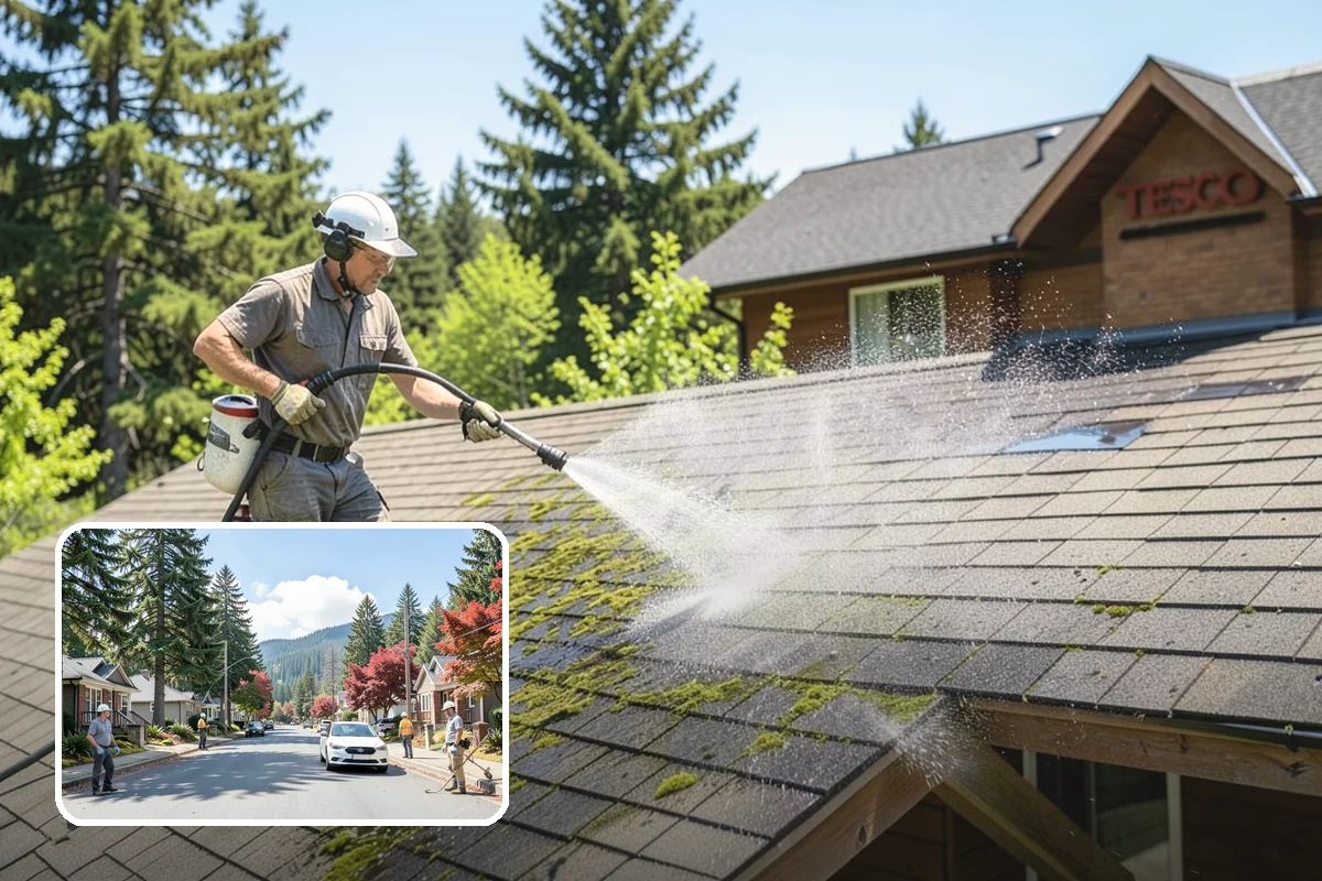 Vinyl Fence Cleaning in Hunts Point, King County, WA - Strips the green algae layer that clings to non-porous vinyl