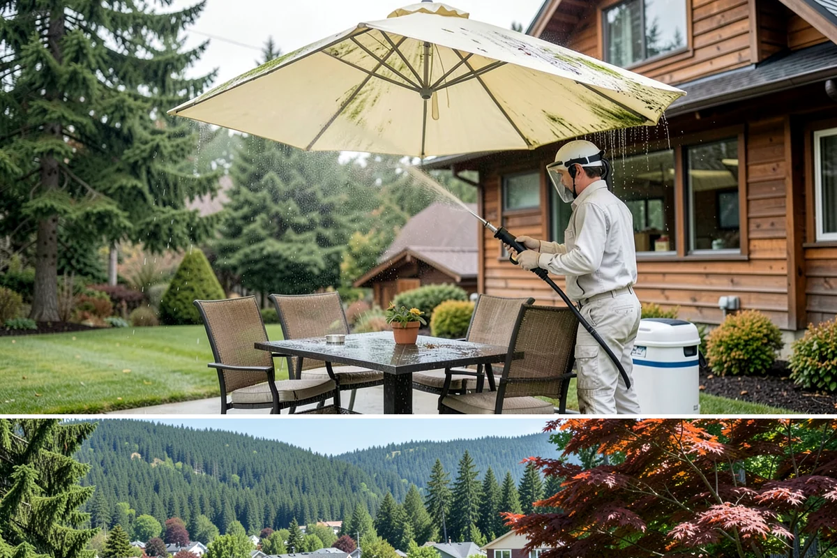 Vinyl Fence Cleaning in Index, Snohomish County, WA - Spring is a popular time to clear the winter's algae buildup and reset the fence for the season.