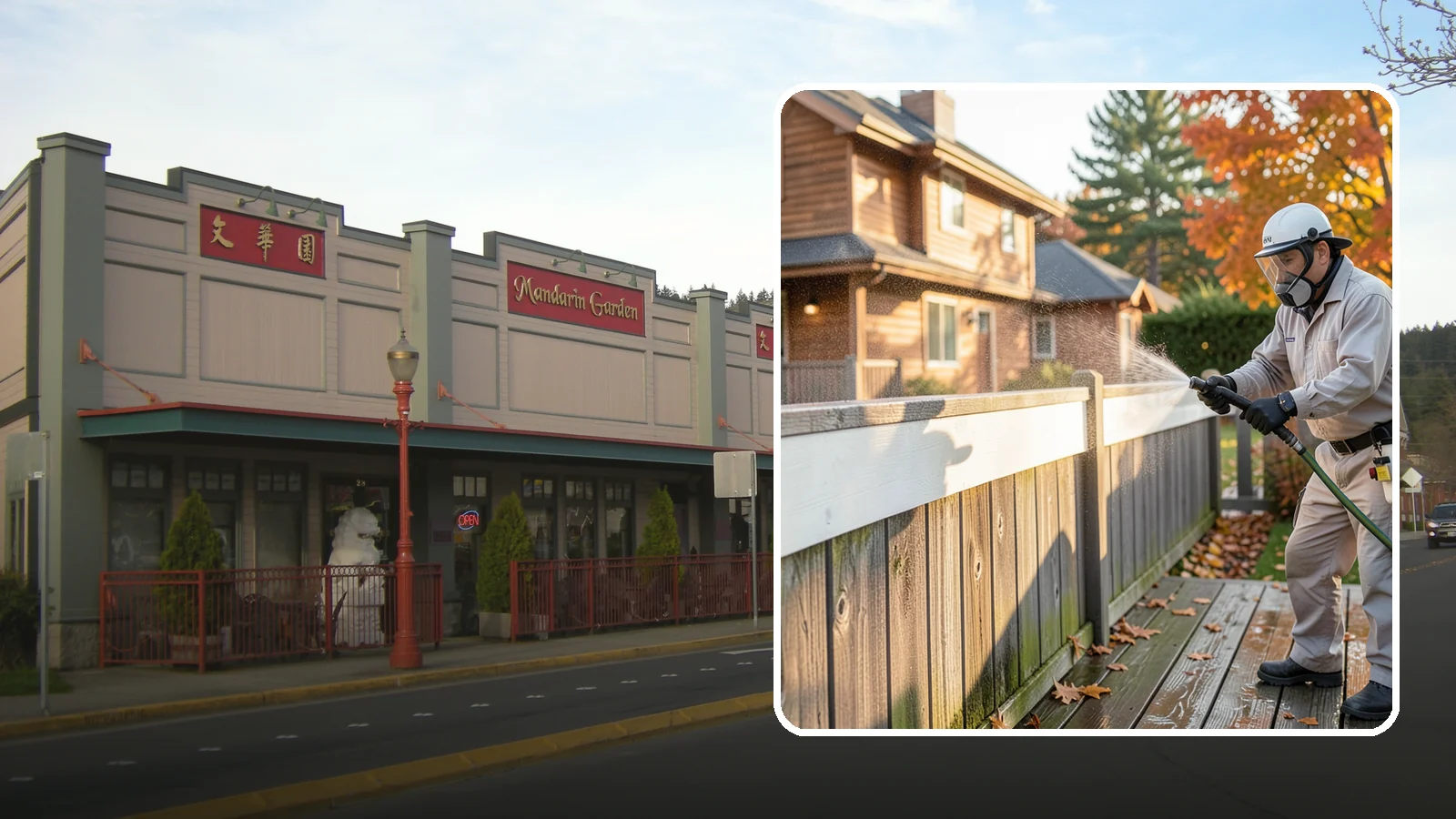 Vinyl Fence Cleaning in Issaquah, King County, WA - A soft-wash treatment that erases the green algae mask vinyl fencing collects in our wet, low-sun months.