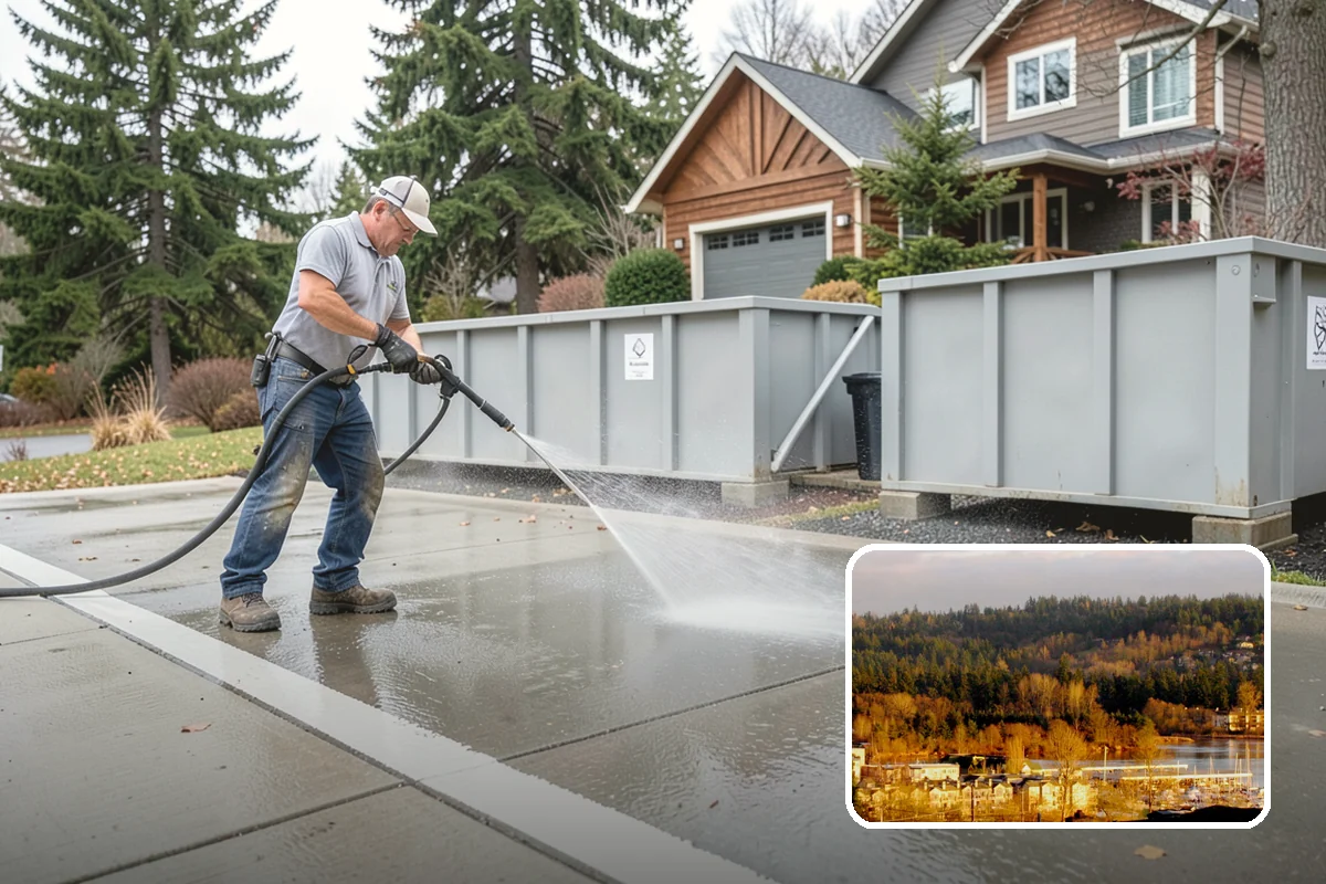 Vinyl Fence Cleaning in Kenmore, King County, WA - Strips the green algae layer that clings to non-porous vinyl