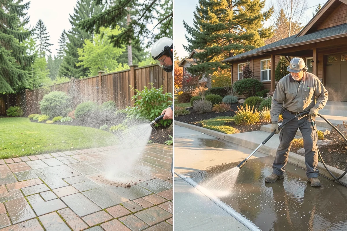 Vinyl Fence Cleaning in Kent, King County, WA - Rinse loose debris from panels and post caps