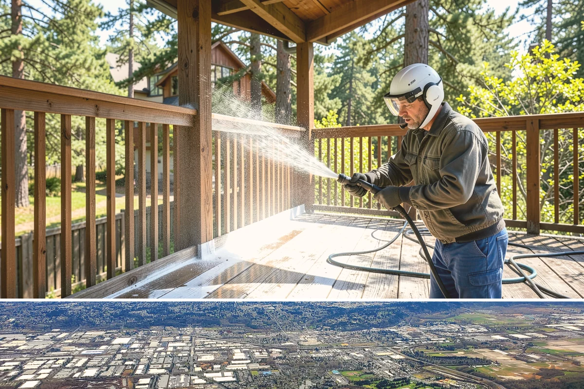 Vinyl Fence Cleaning in Kent, King County, WA - Spring is a popular time to clear the winter's algae buildup and reset the fence for the season.