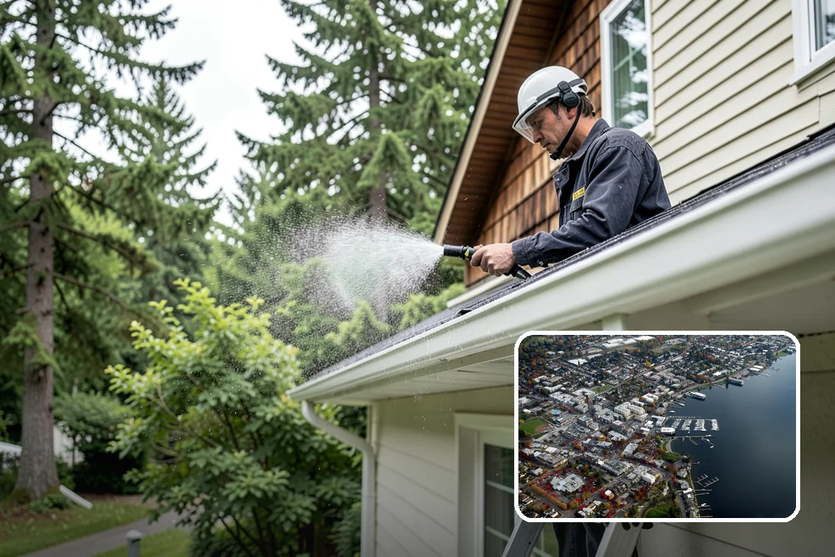 Vinyl Fence Cleaning in Kirkland, King County, WA - Strips the green algae layer that clings to non-porous vinyl