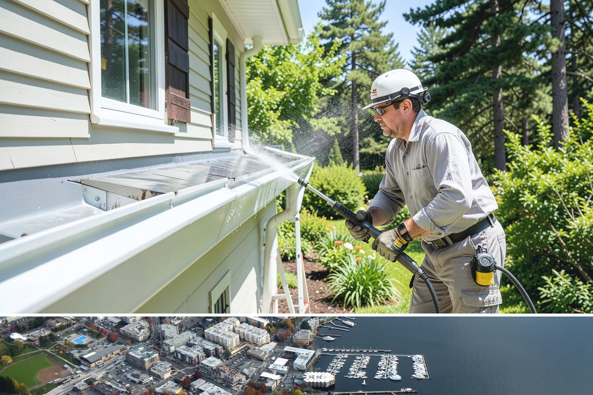 Vinyl Fence Cleaning in Kirkland, King County, WA - Spring is a popular time to clear the winter's algae buildup and reset the fence for the season.