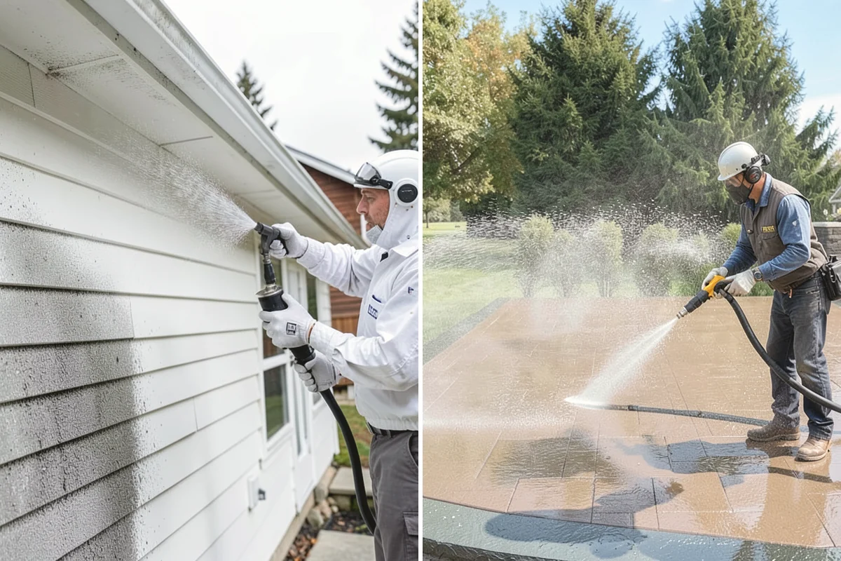Vinyl Fence Cleaning in La Conner, Skagit County, WA - Rinse loose debris from panels and post caps