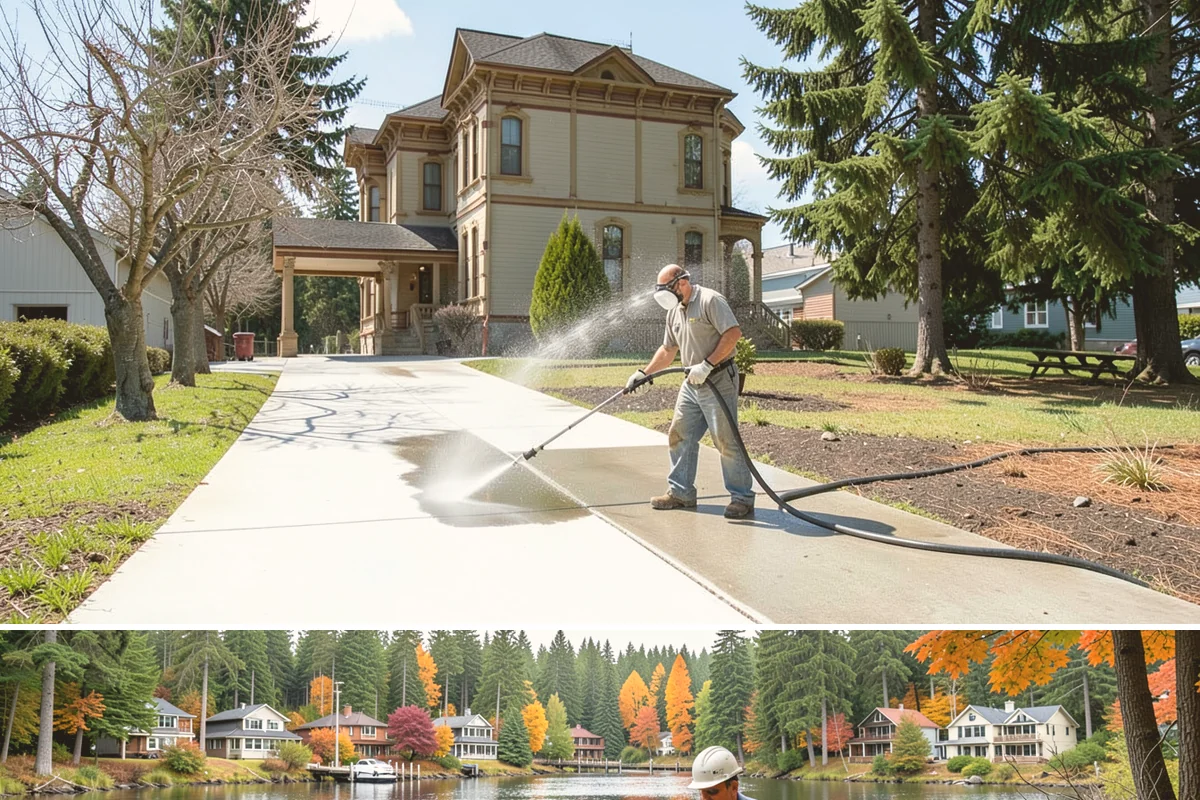 Vinyl Fence Cleaning in La Conner, Skagit County, WA - Spring is a popular time to clear the winter's algae buildup and reset the fence for the season.