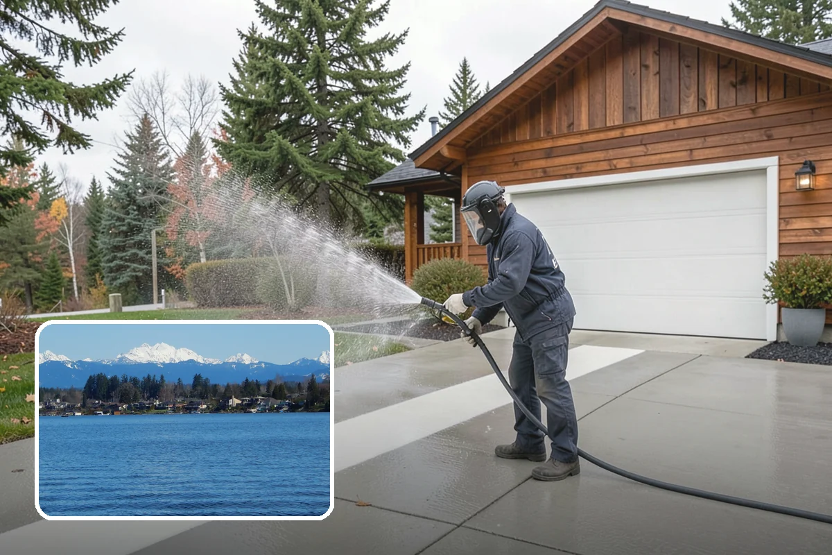 Vinyl Fence Cleaning in Lake Stevens, Snohomish County, WA - Strips the green algae layer that clings to non-porous vinyl