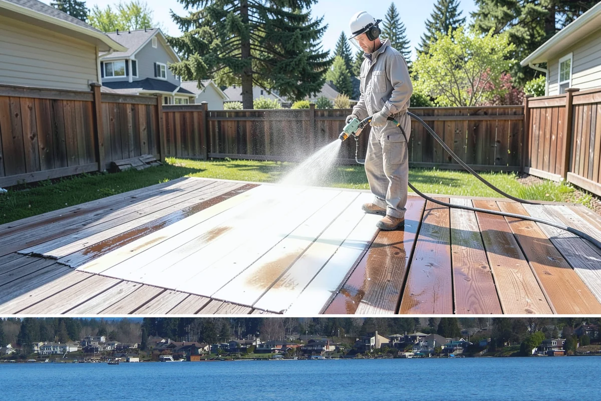 Vinyl Fence Cleaning in Lake Stevens, Snohomish County, WA - Spring is a popular time to clear the winter's algae buildup and reset the fence for the season.