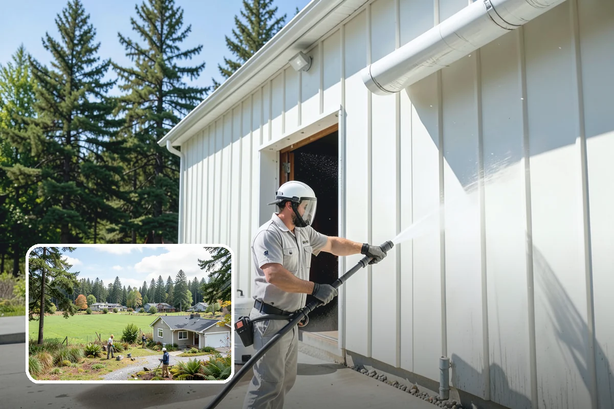Vinyl Fence Cleaning in Lyman, Skagit County, WA - Strips the green algae layer that clings to non-porous vinyl