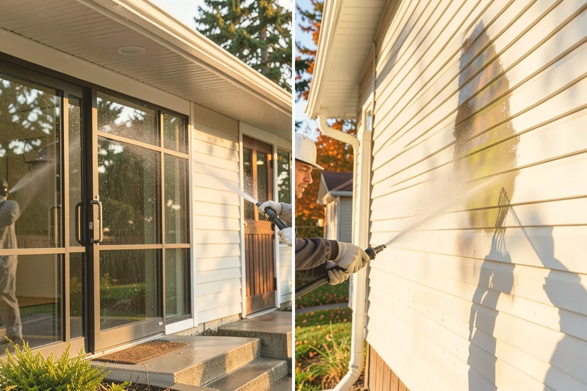Vinyl Fence Cleaning in Lynnwood, Snohomish County, WA - Rinse loose debris from panels and post caps